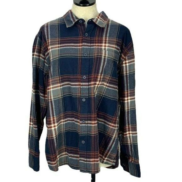 Eddie Bauer Men's Dark Blue‎ & Red Plaid Flannel Button Down Shirt Size XXL - Picture 1 of 10